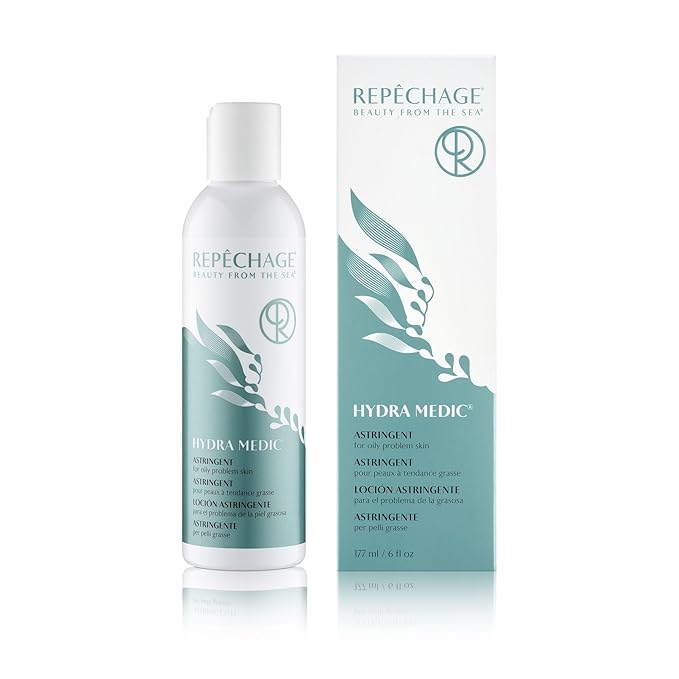 Repechage Hydra Medic Facial Toner & Astringent for Oily Skin with Green Tea, BHA Salicylic Acid, Seaweed Extracts & Willow Bark – Clarifying, Pore Minimizing, Balancing Toner for Face, 6 fl oz