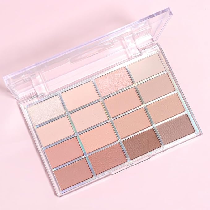 16Colors Light Beige Coral Brown Basics Matte Eyeshadow Palette,Eye Shadow Travel Makeup Palette all in one Long Lasting Waterproof,Great for Travel Gift Kit