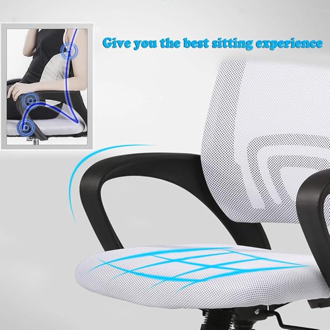 BestOffice Office Chair Mid Back Desk Chair1 Ergonomic Mesh Computer Gaming with Larger Seat, Executive Height Adjustable Swivel Task with Lumbar Support Armrest for Women Adults Women, Men White