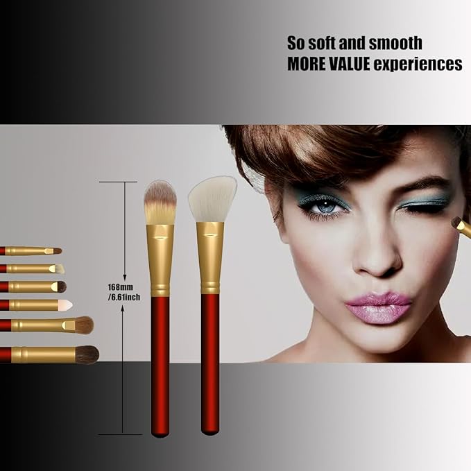 OYE A Set Of Goat Hair Makeup Brush Is More Than Just Goat Hair like Horse Hair makeup brushes and snythetic foundation brush with red handle and white goat hair as the best gift for birthday