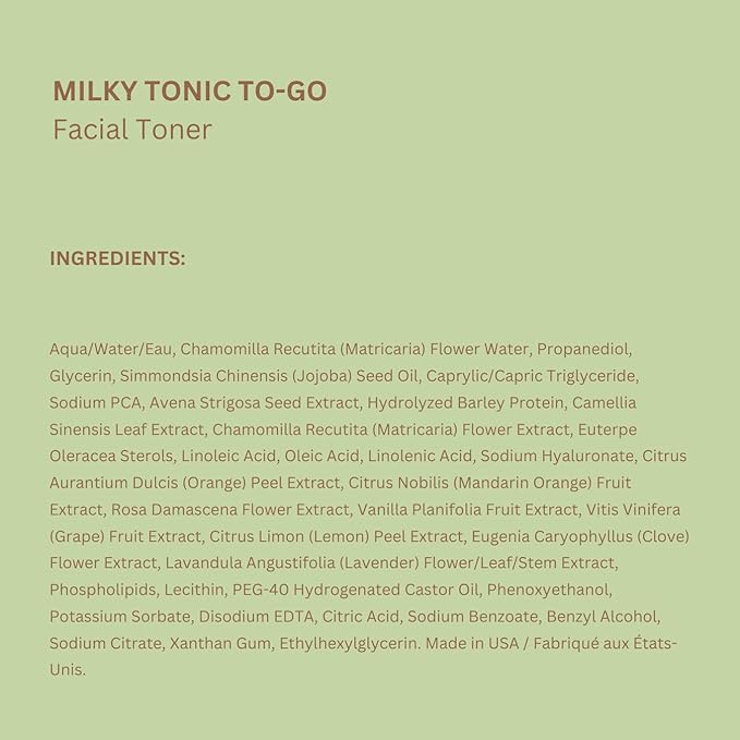 Pixi Milky Tonic to-Go, Calming & Hydrating Pads Containing Jojoba Milk, Infused with Oat Extract to Soothe, Alcohol-Free Daily Nourishing Toner On The Go, 60 Pads
