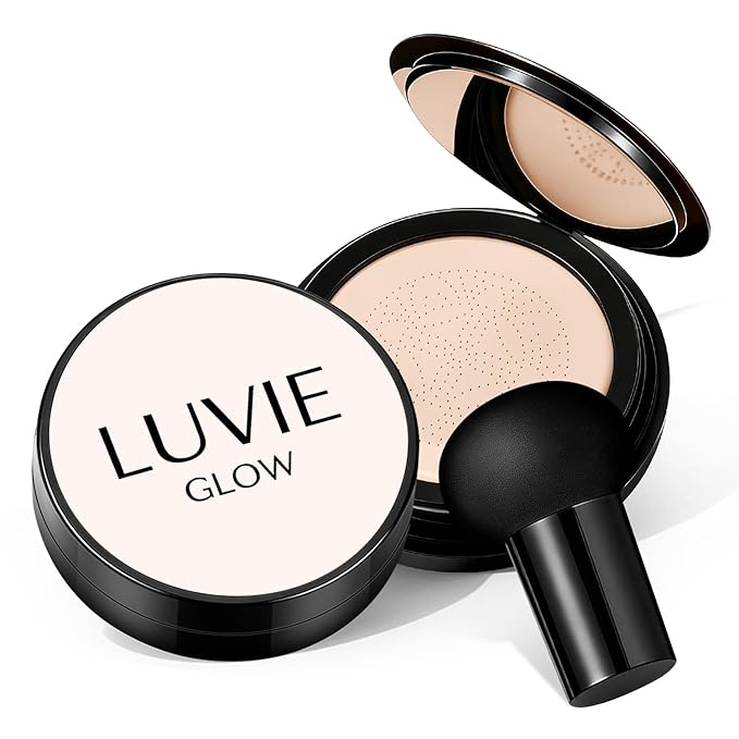 Cushion Foundation/Mushroom Head Air Cushion BB Cream/Long Lasting Hydrating Light Coverage for All Skin Types, Natural Color/Luvie (Lvory)