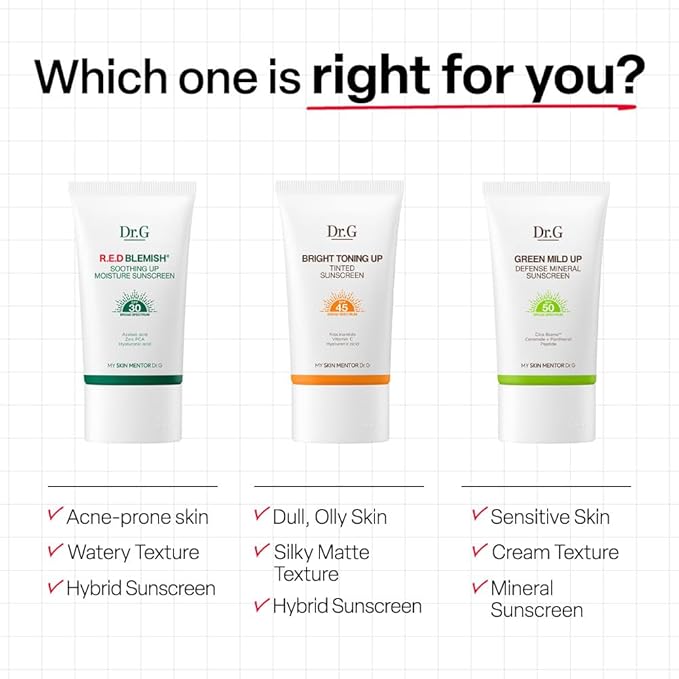 Dr. G Green Mild Up Defense Mineral Sunscreen - SPF 50 Broad Spectrum Korean Sunscreen - Lightweight & Reef-Safe Mineral Formula - For Sensitive Skin - Non-Greasy - With Centella Asiatica - 1.69 fl oz