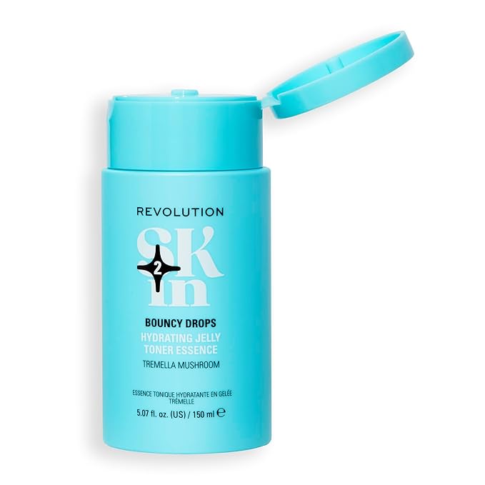 Revolution Skin, Bouncy Drops Tremella Mushroom Hydrating Jelly Toner Essence, Facial Toner with Vitamin B5, Vegan & Cruelty-Free, 11.69 fl oz