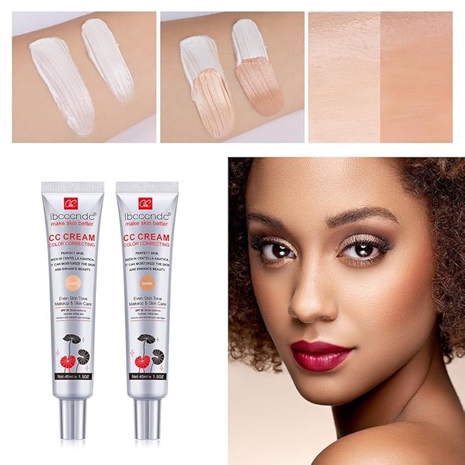 Color Correcting CC Cream Foundation, Invisible Pores Concealer, Rich In Centella Asiatic, Moisturizing And Waterproof CC Cream With Spf 25 (DARK)