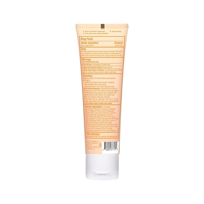 Thinkbaby Baby Sunscreen for Sensitive Skin, 3 Fl Oz, SPF 50 Clear Zinc Oxide Baby Mineral Sunscreen, Broad Spectrum UVA/UVB Protection, Natural, Water Resistant, Reef Safe, Vegan | Natural, Water Resistant, Reef Safe, Vegan