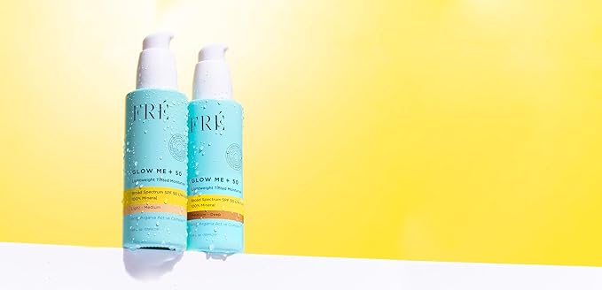 FRÉ Glow Me Tinted SPF 50 Facial Moisturizer (Light - Medium) – 3-in-1 tinted mineral SPF 50 moisturizer, Made with 100% non-nano zinc oxide