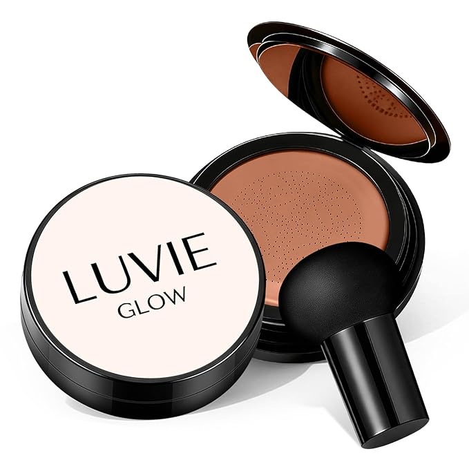 Cushion Foundation/Mushroom Head Air Cushion BB Cream/Long Lasting Hydrating Light Coverage for All Skin Types, Natural Color/Luvie (Mocha)