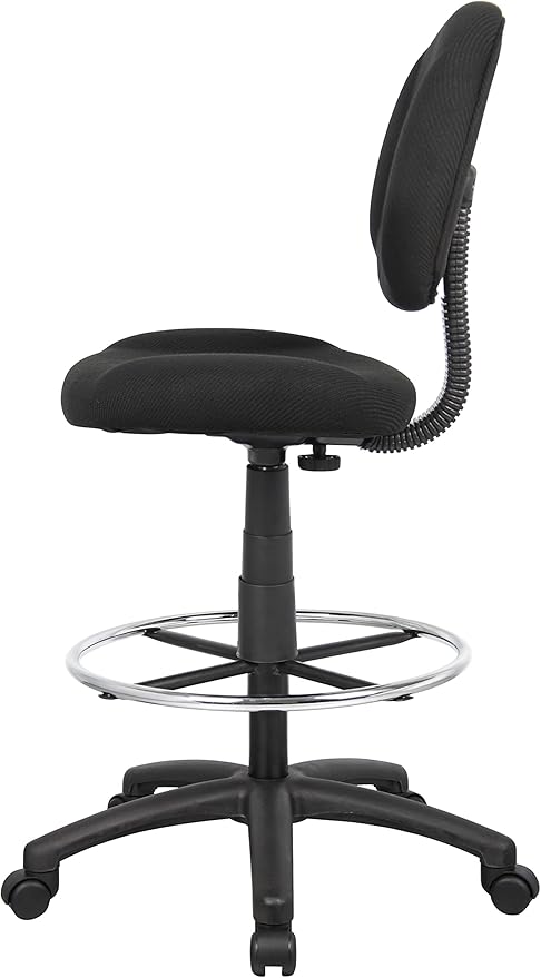 Boss Office Products B1615-BK Ergonomic Works Drafting Chair Without Arms in Black, Mid-Back