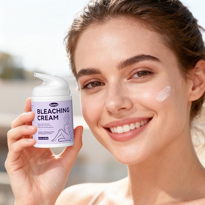 Skin Bleaching Cream, Skin Lightening Cream with Vitamin C for Intimate Areas, Dark Spot Remover for Body, Sensitive, Face, Intimate Areas Underarms, Knees, Elbows, Inner Thighs & Bikini Line,1.7fl OZ