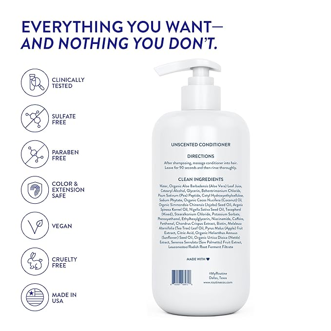 Routine Wellness Anti-Thinning Deep Conditioner for Thinning Hair to Reduce Breakage - CLINICALLY TESTED Formula with DHT Blockers Saw Palmetto, Nettle Oil - Unscented Conditioner