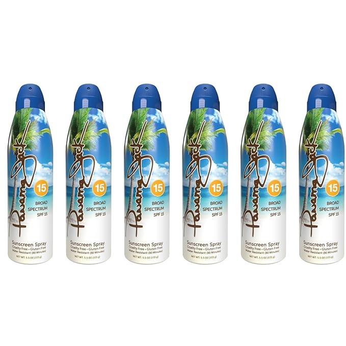 Panama Jack Continuous Spray Sunscreen - SPF 15, Broad Spectrum UVA/UVB Protection, PABA, Paraben, Gluten & Cruelty Free, Water Resistant (80 Minutes), 5.5 OZ (Pack of 2)