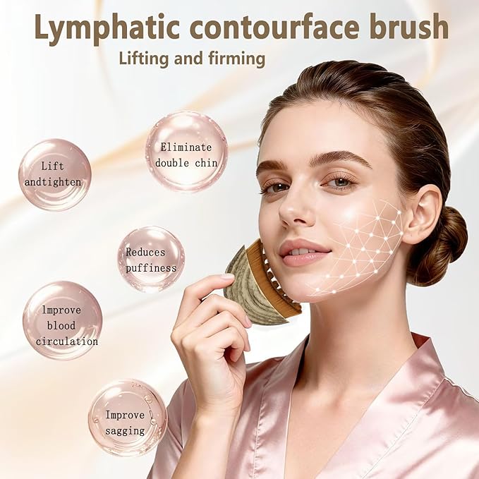 New Lymphatic Contour Face Brush,2026 Jawline Sculpting Lymphatic Drainage Massager,Dry Brush Facial Tool for Puffiness Detox & Glow,Manual Skincare Brushs,Ultra Soft PBT Bristles