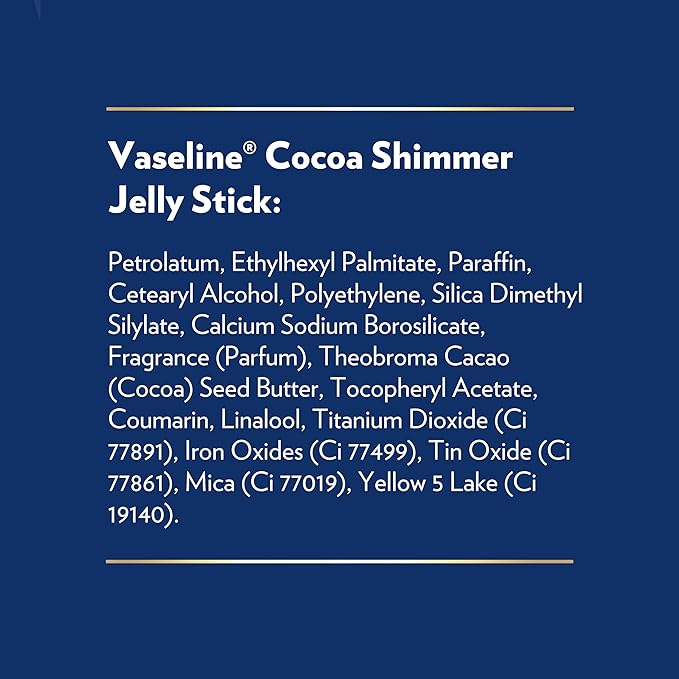 Vaseline Cocoa Shimmer Jelly Stick – Non-Greasy Moisturizer for Glowing Skin, Face & Body Lotion, Travel-Size, 1.4 Oz Ea, Pack of 3.