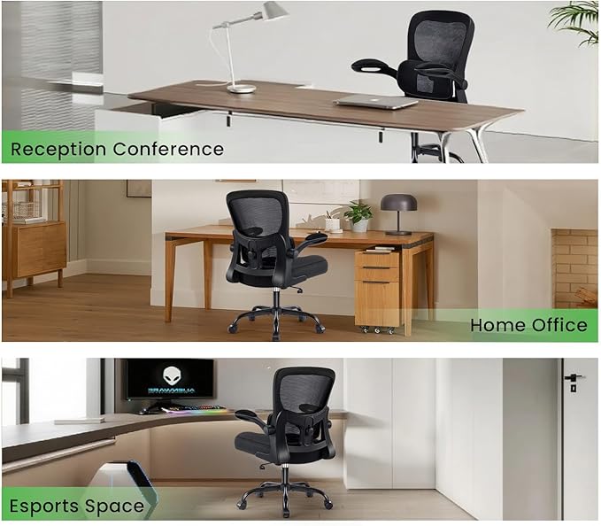 AreShark Office Chair Ergonomic Desk Chairs with Adjustable Lumbar Support, High Back Breathable Mesh Chair with Wheels& Flip-up Armrests,Rolling Swivel Comfy Task Computer Chair for Home Work Gaming