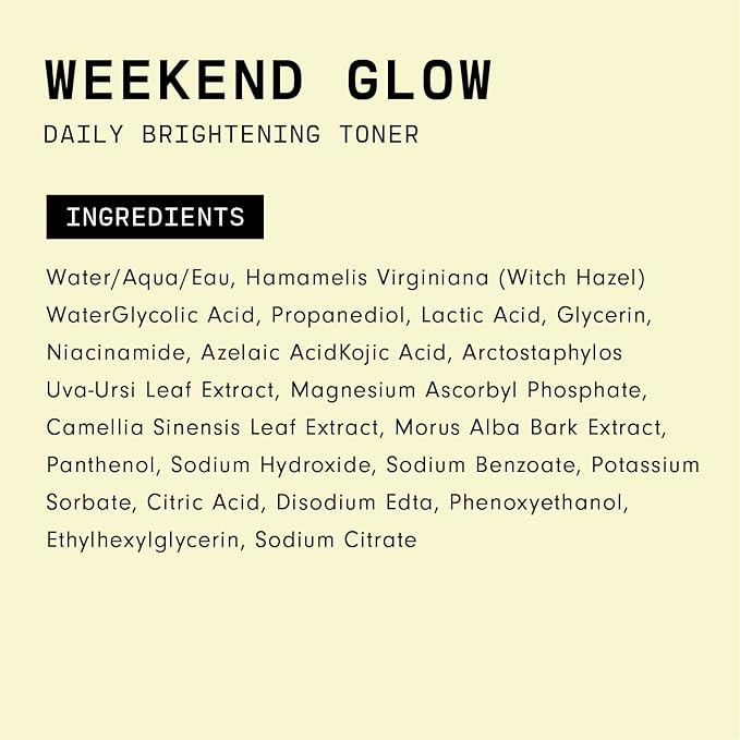 Versed Weekend Glow Daily Brightening AHA Liquid – Gentle Exfoliating Toner with Vitamin C and Botanicals – Helps Visibly Improve Skin Clarity and Tone (V1 Weekend Glow - 4 Fl Oz (Pack of 1))