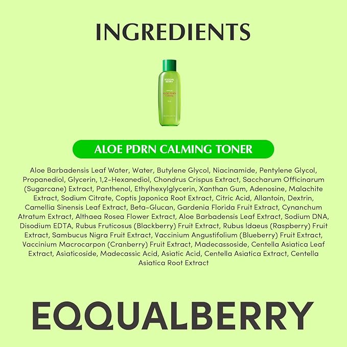 EQQUALBERRY Aloe PDRN Calming Toner, for Sensitive, | Instant Relief & Cooling | Non-Comedogenic & Fungal Acne Safe, Skin Barrier Repair | K-Beauty (5.07 fl.oz / 150ml)