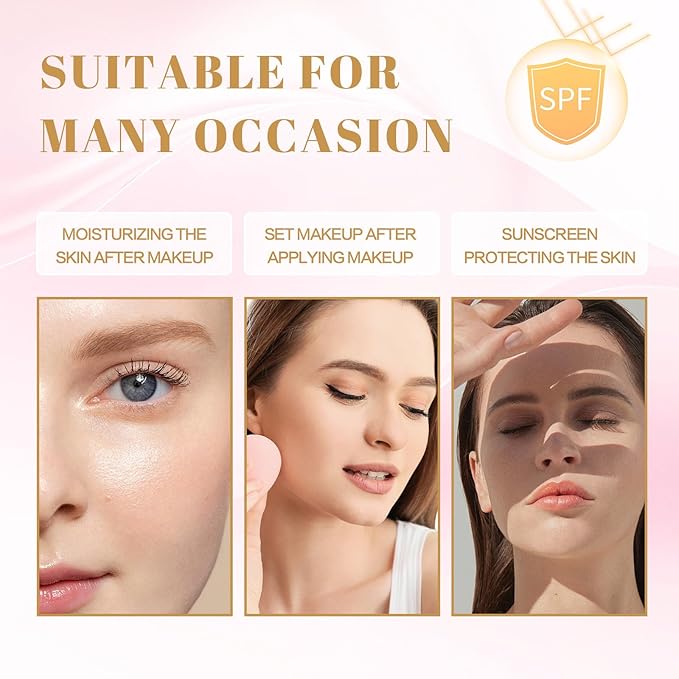 Sunglaze Sheer Setting Mist Sunscreen SPF 50, Broad Spectrum Shimmering Body Oil Mist, Hydrating Makeup-Friendly Glow Spray, Reef-Safe, Non-Greasy & Fast-Absorbing for Face & Body (1)