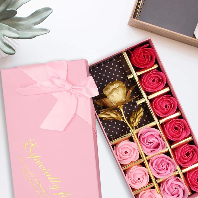 Floral Scented Bath Soap Rose Flower Petals, Plant Essential Oil Rose Soap Set, Best Gifts for Her Women Girls Mom Lover Birthday Valentine Christmas (12 PCS/Pink)