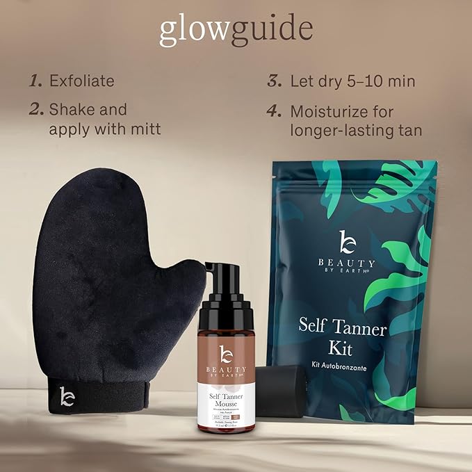 Ultra Dark Self Tanner Tanning Mousse Kit - USA Made with Natural & Organic Ingredients, Self Tanner Mousse and Mitt, Fake Tan Tanning Foam, Sunless Tanners Best Sellers for Darkest Self Tan
