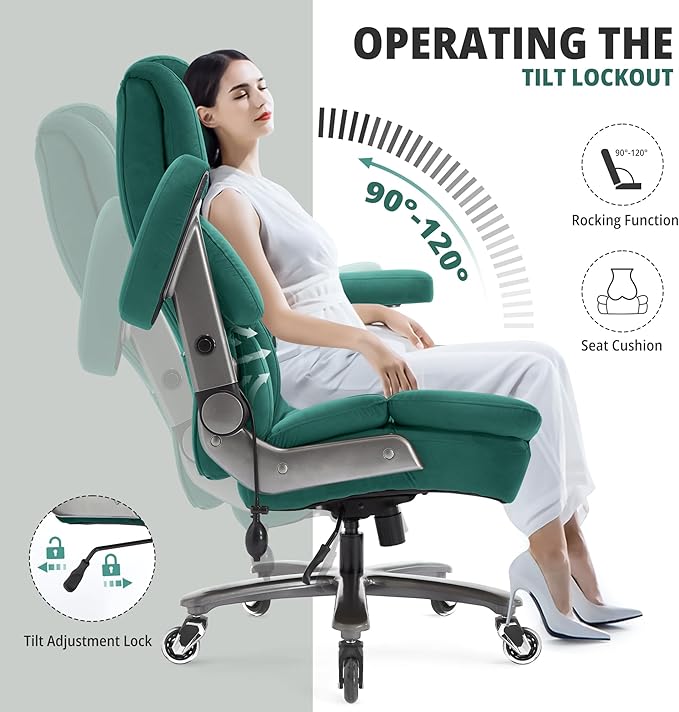 Fabric Big and Tall Office Chair 700lbs-High Back Executive Cloth Computer Chair with Adjustable Lumbar Support 3D Flip Arms Plus Size Rubber Wheels-Extra Wide Large Desk Chairs, Heavy Duty Metal Base