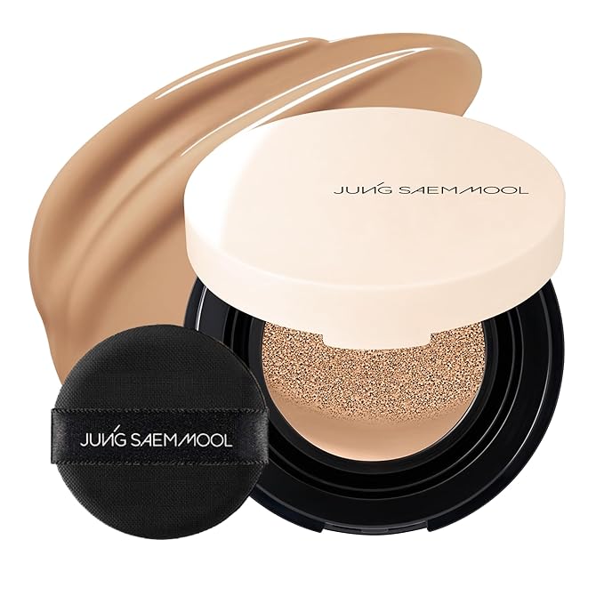 JUNG SAEM MOOL Essential Skin Nuder Cushion | Natural Finish, Buildable Coverage Cushion Foundation by Korean Makeup Artist (Mini, 0.17 Fl Oz), 28N Camel