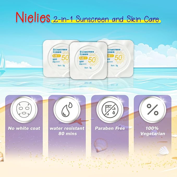 20 Pods Mini Sunscreen Bulk – SPF 50 Travel Size Packets, Small Sunblock for Face & Body, Bulk Sunscreen for Vacation, Beach & Outdoor Use 20 x 0.12 FL OZ