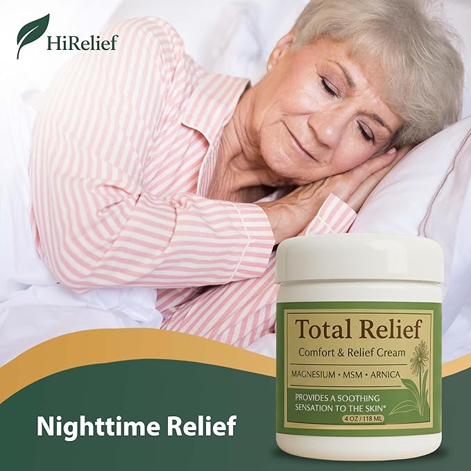 Total Relief Magnesium Cream for Comfort – Fast-Absorbing MSM & Arnica Cream for Healthy, Comfortable Nerves and Daily Comfort – 4 Fl Oz (Pack of 1)