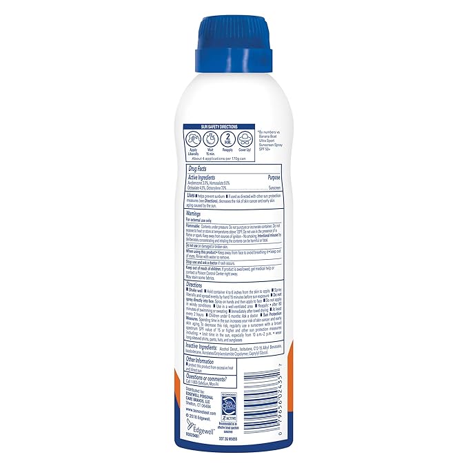 Banana Boat Sport Mineral Enriched Sunscreen Spray SPF 50, 6oz | Banana Boat Mineral Sunscreen SPF 50, Oxybenzone-Free, Sport Sunblock Spray, 6oz