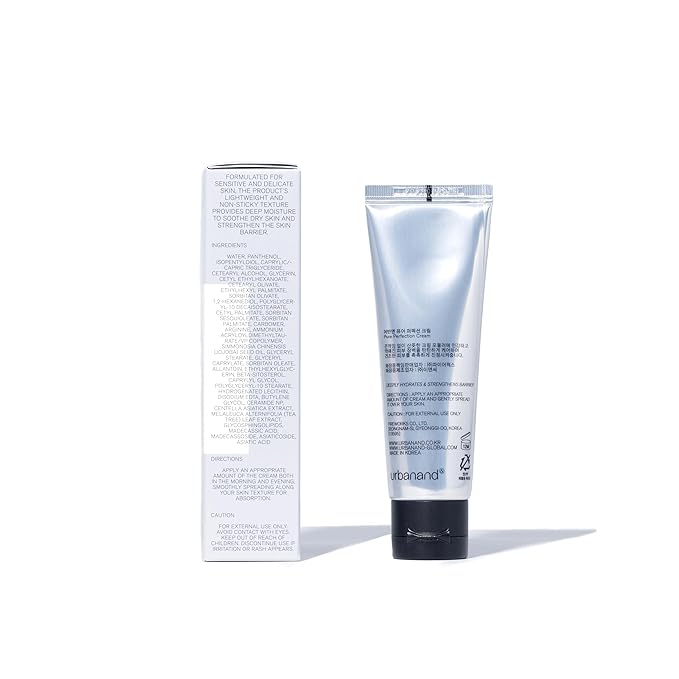 URBANAND Pure Perfection Cream, Vegan Korean Facial Moisturizer, Barrier Moisturizer Cream with 10% Panthenol, for Dry and Irritated Skin (50ml / 1.69 fl. oz.), Korean Skin Care