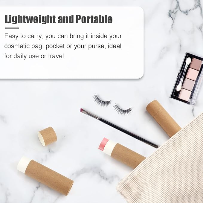 10 Pcs 25g/0.8oz Large Size Paperboard Lip Balm Tubes Krafts Paper Lipstick Tube Round Cardboard Empty Lip Gloss Container Holder Tubes for DIY Deodorant Salve Cosmetic Lotion Solid Perfume - Brown