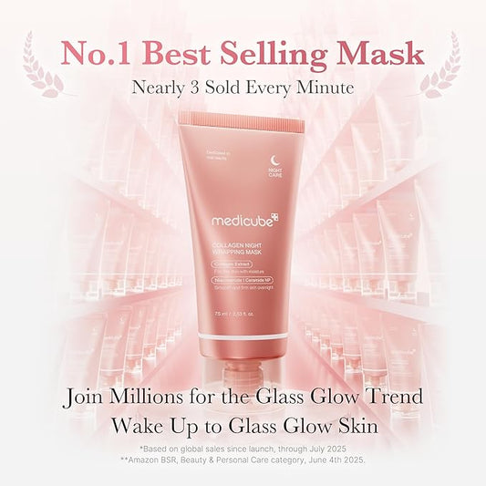 medicube Pore & Glow K-Viral Mask Set: Collagen Overnight Wrapping Peel Off Facial Mask Pack, Turmeric Overnight Wrapping Peel Off Mask 2.0 and Zero Pore Blackhead Mud Facial Mask and a Jelly Brush
