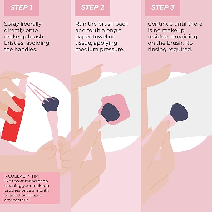 MCoBeauty - Makeup Brush Cleanser - Instant Refresher Spray for Quick Cleaning, Gentle No-Rinse Formula - Makeup Brush Cleaner, Vanity Accessories, Beauty Products