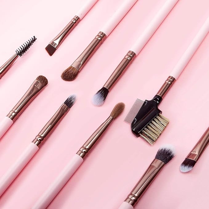 SIXPLUS Travel Makeup Brushes with Case, 15 Pcs Pink Makeup Brush Set Professional for Foundation Powder Concealer Eyeshadow Blush, Covers, Best Make Up Brush Kit Gift for Women Girlfriend Mom
