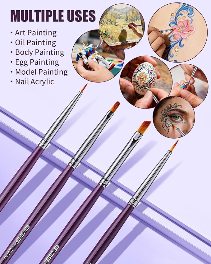EIGSHOW Eyeliner Brush Set, Ultra Fine Gel Eyeliner Brush for Precision Eye Liner, Eyebrow Filling, Face Painting, 4 Pieces
