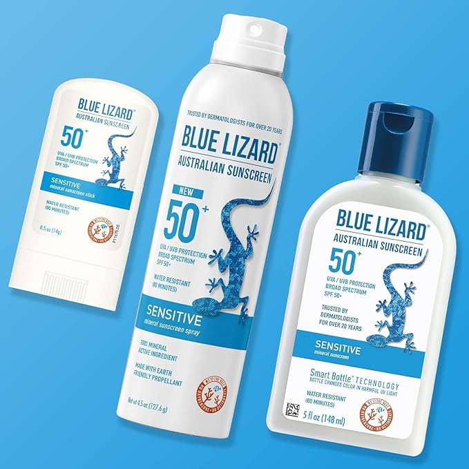 Blue Lizard Spf#50+ Sensitive Stick Australian Sunscreen 0.5 Ounce (Pack Of 6)