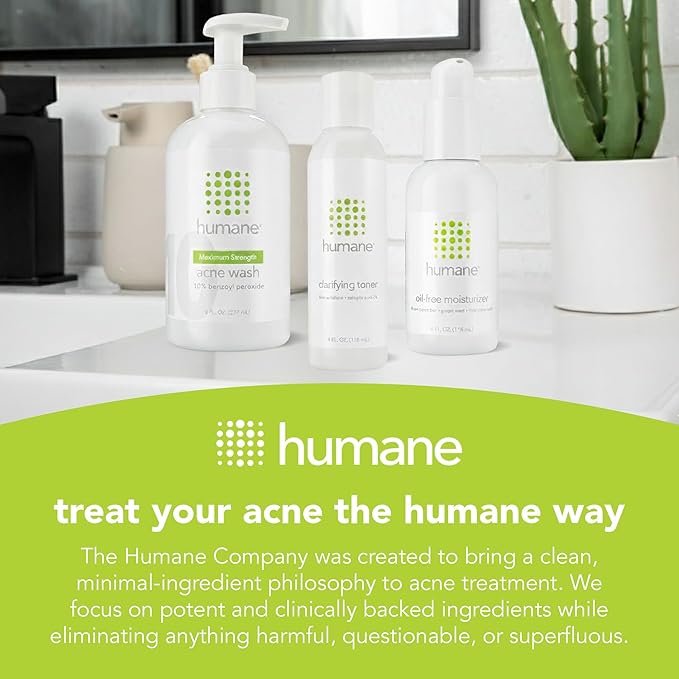humane Maximum-Strength Acne Wash and Clarifying Toner Bundle - 10% Benzoyl Peroxide Acne Treatment