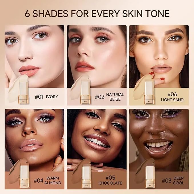 Luminous Dual-ended Concealer Foundation Stick, Korean Foundation Stick, 2-In-1 Contouring Foundation Full Coverage Cream Built-In, Flawless & Long-Lasting Dual-Ended Foundation Stick (#06)