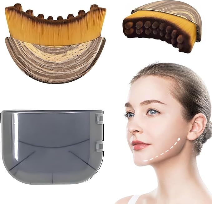 Lymphatic Contour Face Brush - Ultra-Soft Bristles for Chin & Jawline Sculpting, Facial Lymphatic Drainage Massager, Ergonomic Face Brush for Depuffing