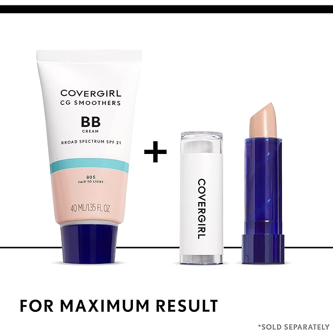 COVERGIRL Smoothers Lightweight BB Cream,Fair to Light 805,1.35 oz (Packaging May Vary) Lightweight Hydrating 10-In-1 Skin Enhancer with SPF 21 UV Protection,(Pack of 2)