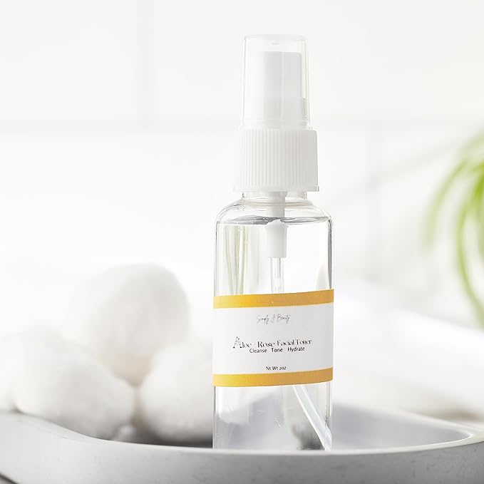 Alcohol Free Facial Toner-Cleasnses, Tones & Hydrates Skin for a Natural glow w/Aloe + Rose