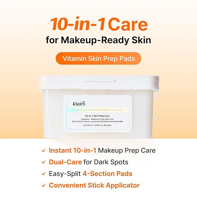 DearKlairs Freshly Juiced Vitamin Set with Vegan PDRN Toner, Clay Mask Cleanser, Toner Pads 80 ea