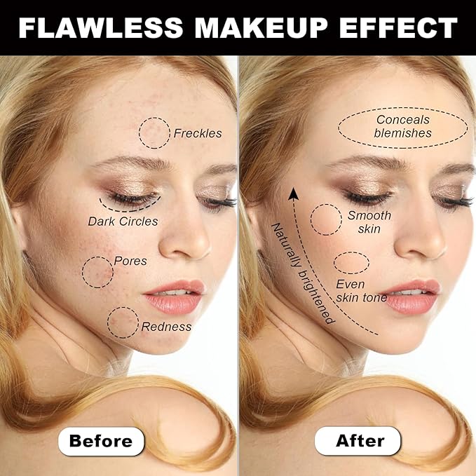 2pcs Blanc Cover Stick, Blanc Cover Cream Stick V White, Dual-Ended Full Coverage Color-Changing Korean Foundation V Sticks with Brush, Makeup Base for Flawless Look (Ivory White & Natural Color)