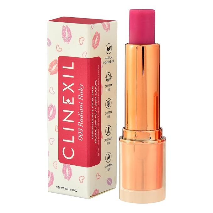 Tinted Lip Balm-Natural Lip Repair with 10% Squalane, Jojoba Oil and Vitamin E – Hydrating, Moisturizing – Natural skincare Balm with Ceramides, Hyaluronic Acid 003 Radiant Ruby