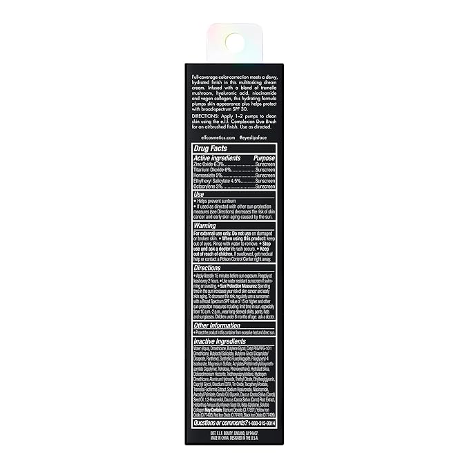 e.l.f. Hydrating Camo CC Cream, SPF 30, Color Correcting Full Coverage Foundation For A Dewy Finish, Vegan & Cruelty-Free, Deep 560 C (Pack of 2)