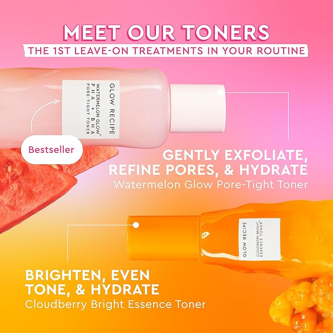 Glow Recipe Cloudberry Brightening Essence Toner Bundle - Full Size Toner (75ml) + Mini Travel-Size Bottle (30ml)