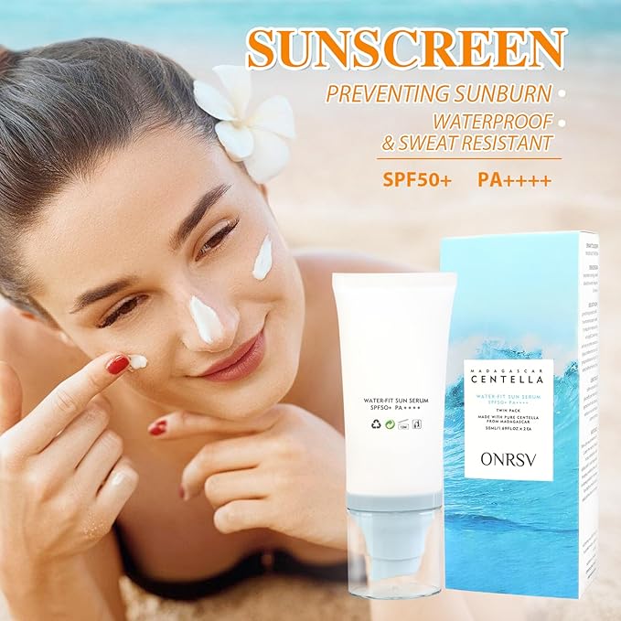 Madagascar Centella Sunscreen SPF50 Facial Serums, Moisturizing and Non-Sticky Centella Water-Fit Sun Protection for All Skin Types