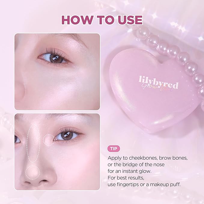 lilybyred Luv Beam Glow Veil | Korean Heart-Shaped Highlighter, Illuminating Shimmer, Radiant Glow, Silky Powder Texture, Buildable & Blendable, Lightweight & Long-Lasting, 0.12 oz. (07 Chiffon Beam)