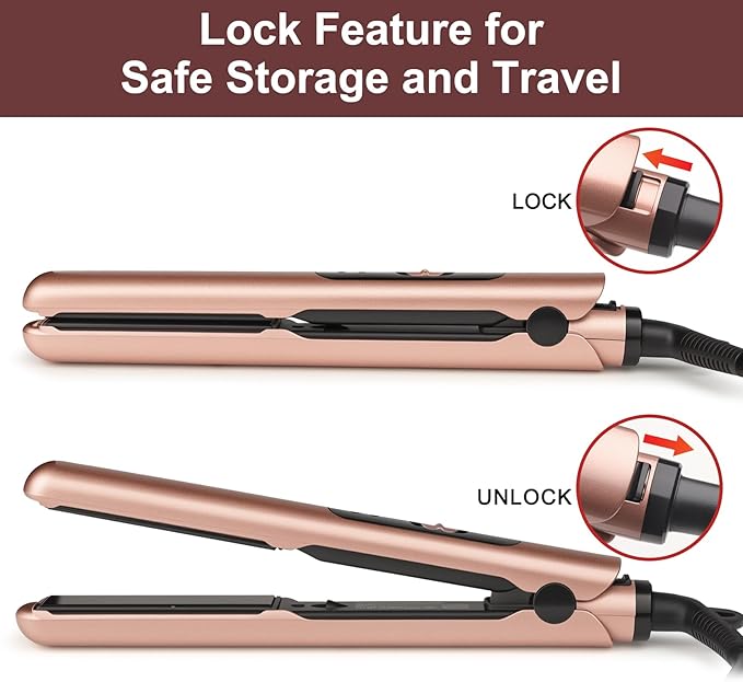 JAETON Small Flat Iron 0.7 Inch Mini Hair Straightener and Curler 2 in 1,30S Heat-up,Dual Voltage Travel Curling Iron,for Short Hair,Bangs, Pixie Cut,Beard