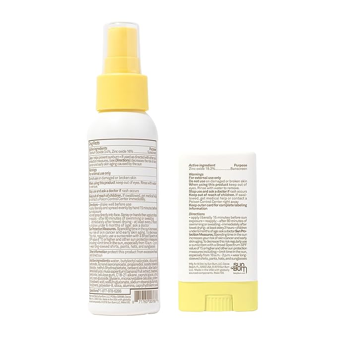 Sun Bum Baby Bum SPF 50 Sunscreen Spray & Face Stick | Mineral Uva/Uvb Face & Body Protection for Sensitive Skin | Fragrance Free | Travel Size